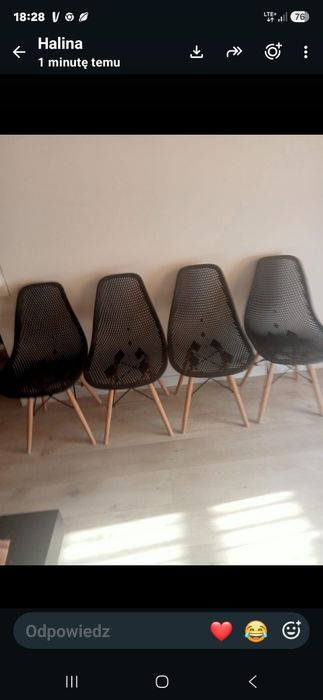 Krzesla czarne ażurowe 4 sztuki