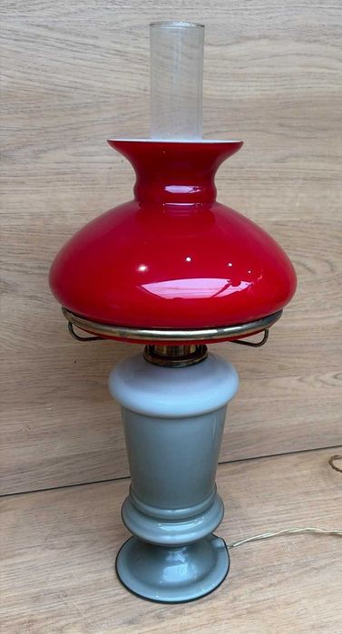 Candeeiro de mesa, base em vidro opaco antiguidade magnifica