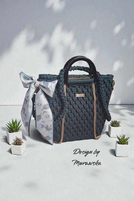 Torebka w butelkowej zieleni “Plaster miodu”