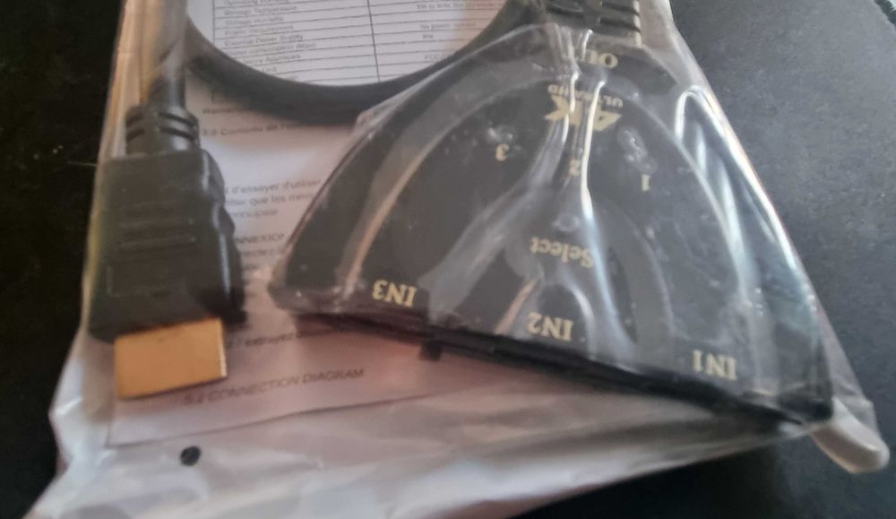 Interruptor HDMI 4K, adaptador HDMI de 3 entradas, 1 saída
