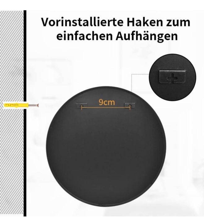 Koonmi Okrągłe Lustro, 60 cm czarne