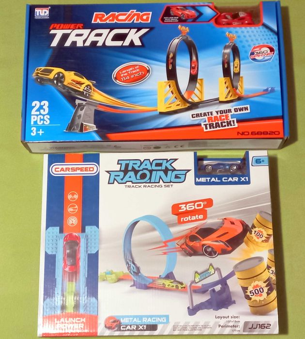 TORY SAMOCHODOWE 2 SZT, z jedną i z dwoma pętlami. NOWE,metalowe autka