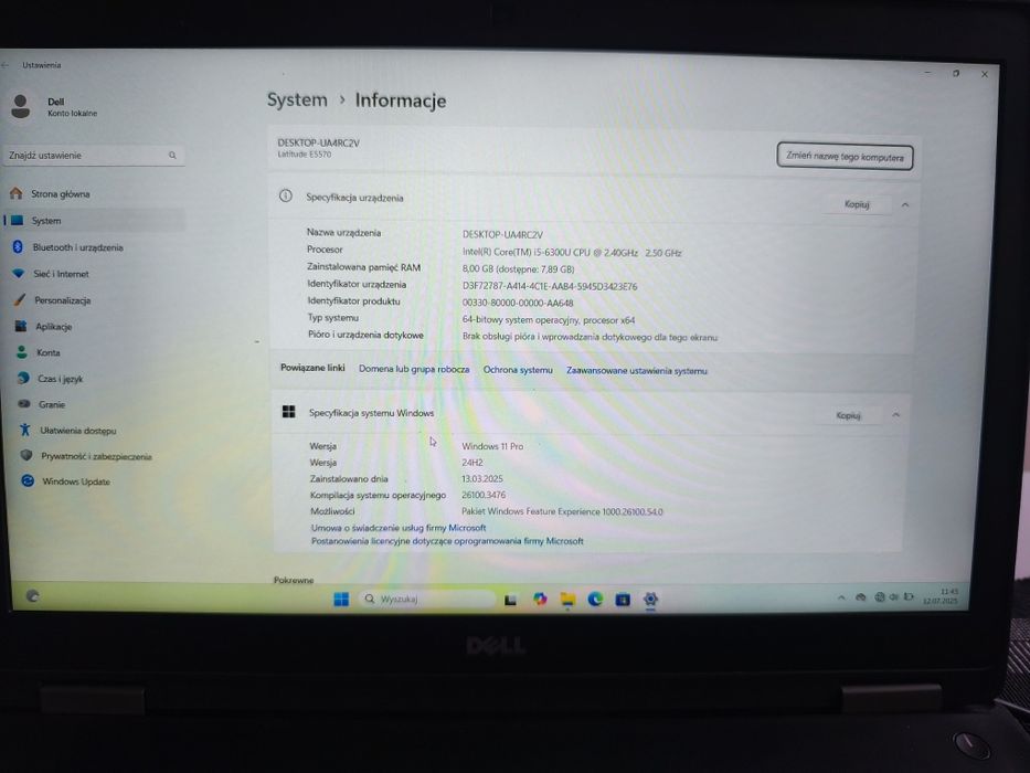 Dell Latitude E5570 | i5 • 8GB • 256GB SSD•Windows 11, Gotowy do pracy