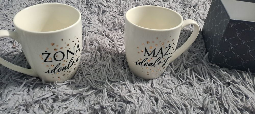 Nowy zestaw kubków Ceramicznych Żona idealna , Mąż idealny.