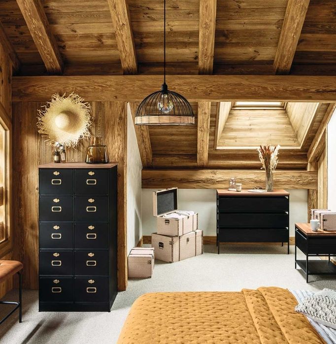 Candeeiro de teto em rattan preto