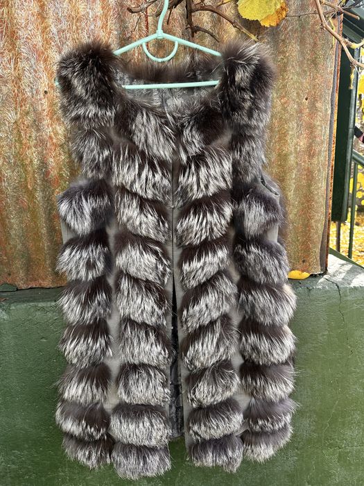 Меховая жилетка писец желетка песец безрукавка шубка песец жилет