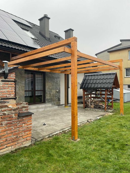 Drewniana pergola, zadaszenie tarasu, wiata, altana PRODUCENT