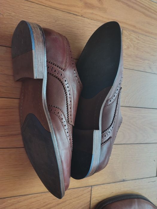 Wojas skórzane półbuty męskie 45 brogsy brązowe eleganckie