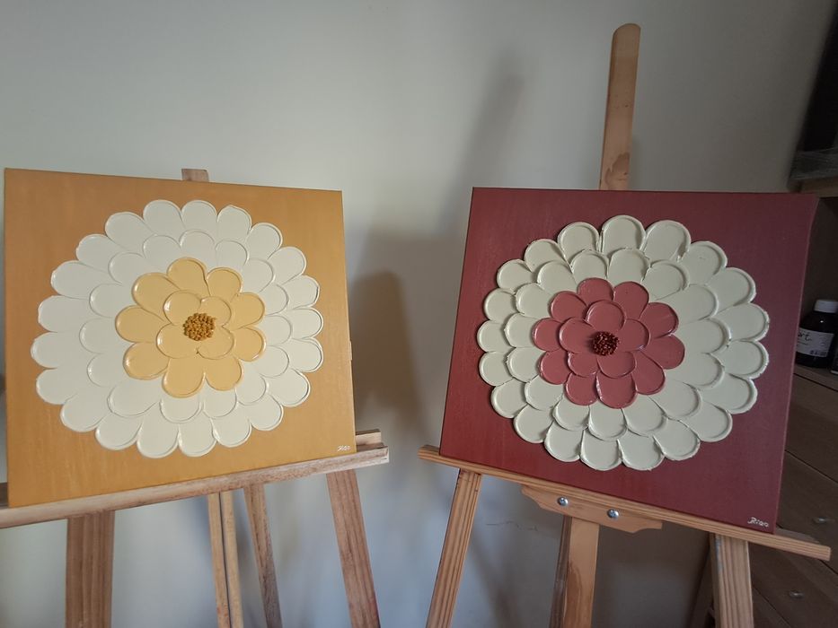 Conjunto de 2 telas de pintura a óleo