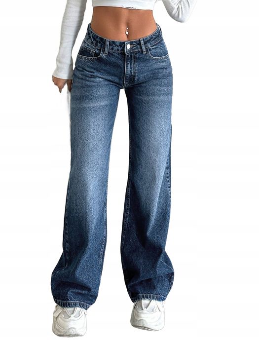 Shein spodnie jeansowe damskie niebieskie proste na co dzień 36 1la