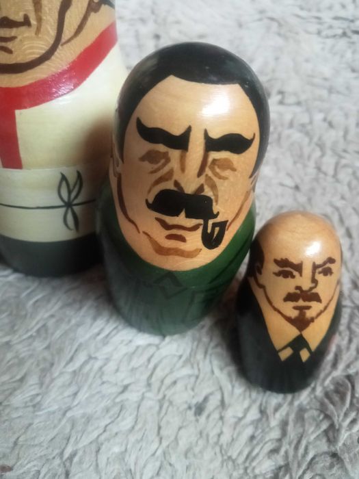 Matrioszka Baba Stara Zabawka Stalin Lenin Breżniew Gorbaczow Drewno