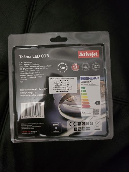 Activejet Cob taśma Led 5 m zimny biały wiązka ciągła