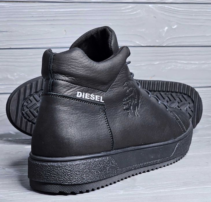 40-48р Мужские кожаные черные коричневые зимние кроссовки ботинки кеды