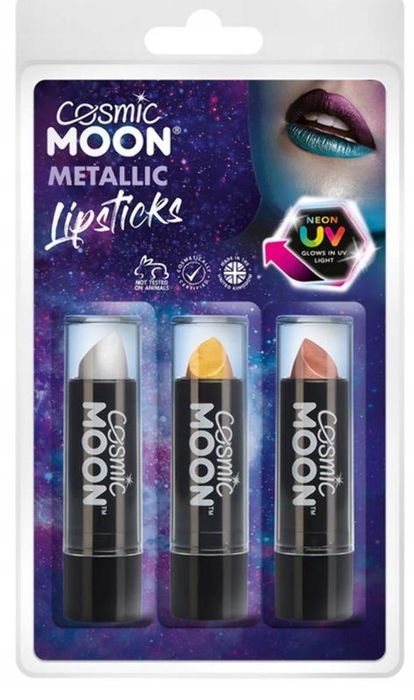 Lipstick Pomadka do Ust SZMINKA 3szt zestaw Złota Srebrna Rose GOLD me