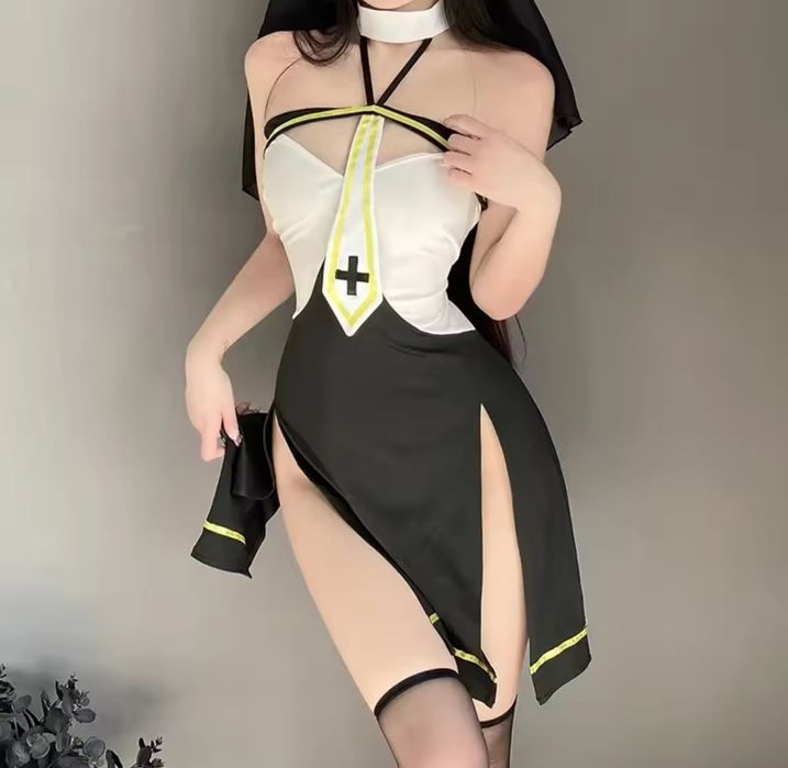 Опис!Еротичний рольовий костюм косплей монашка монахиня черниця новий