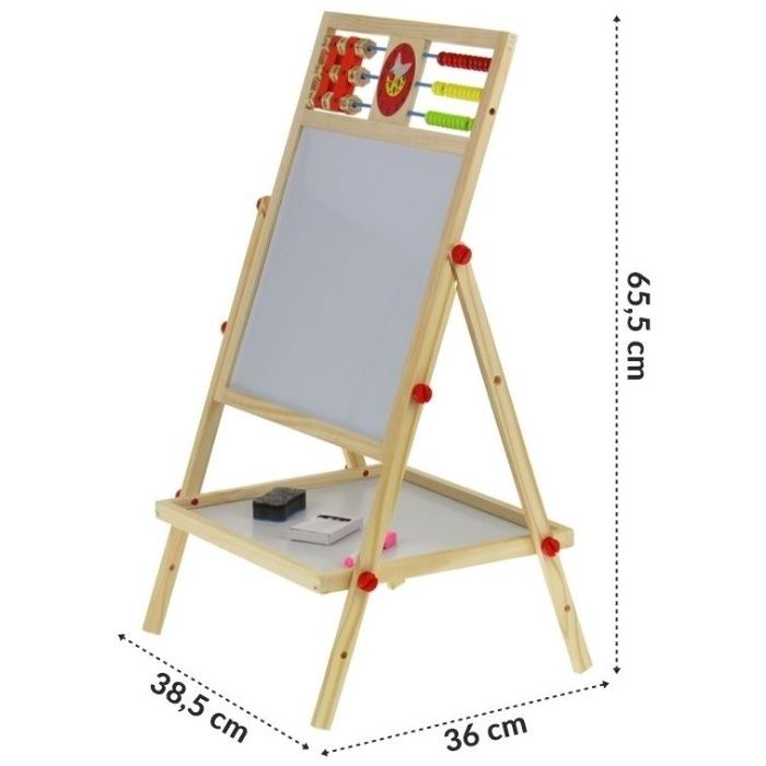 Drewniana Dwustronna Tablica Kredowa Magnetyczna z Liczydłem- prezent