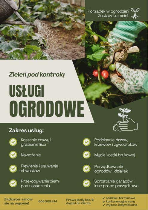 Prace ogrodowe / porządkowe, koszenie trawy, mycie kostki, wycinka krzewów