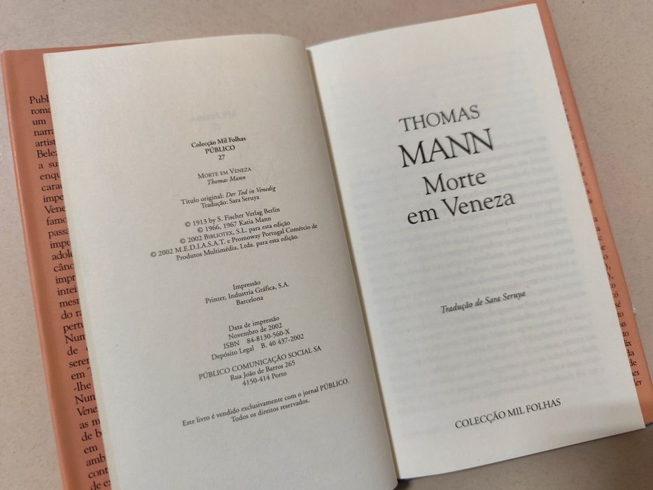 Livro: Morte em Veneza de Thomas Mann