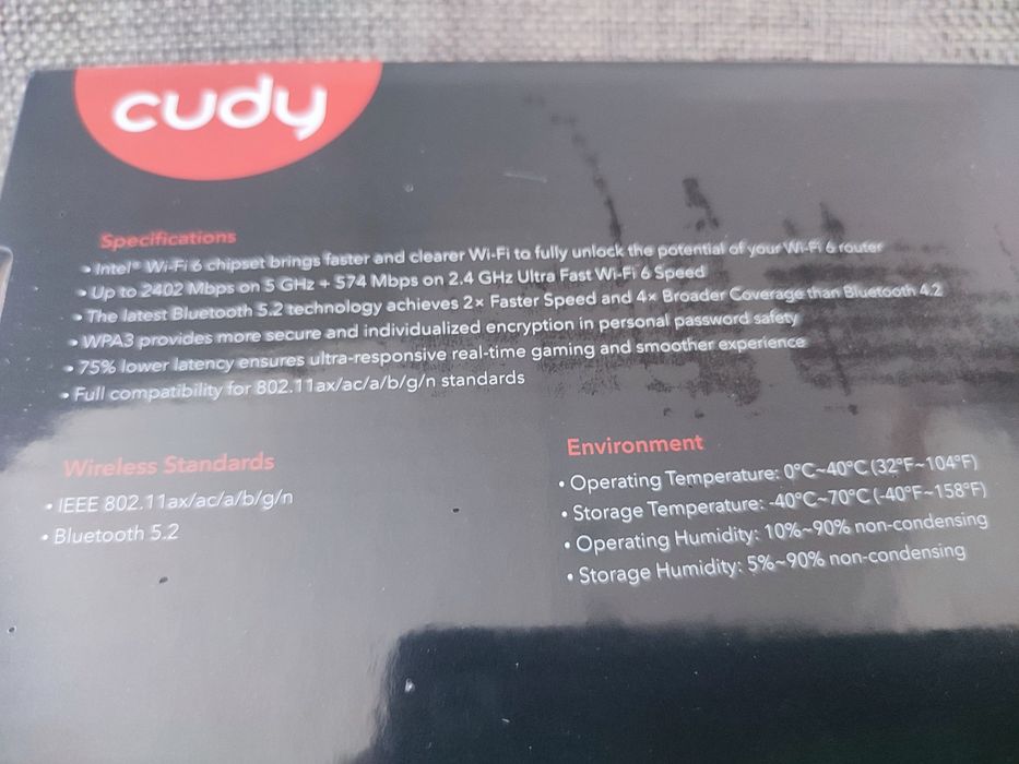 Cudy ax3000 wi-fi 6 bluetooth 5.2 Pcle adapter we3000 nowy okazja