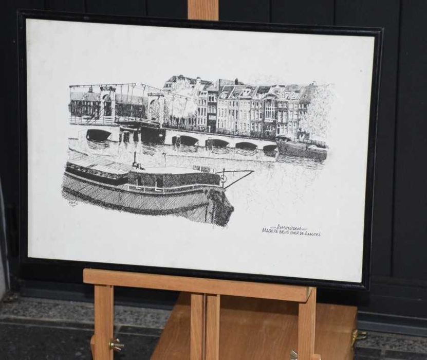 Quadro com a ponte Magere Brug sobre o Amstel, nos Países Baixos