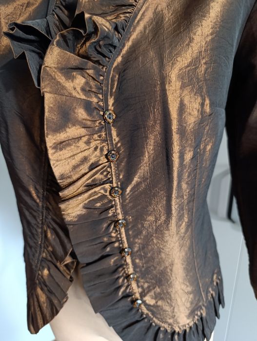 Koszula damska elegancka wieczorowa M brąz - złoto