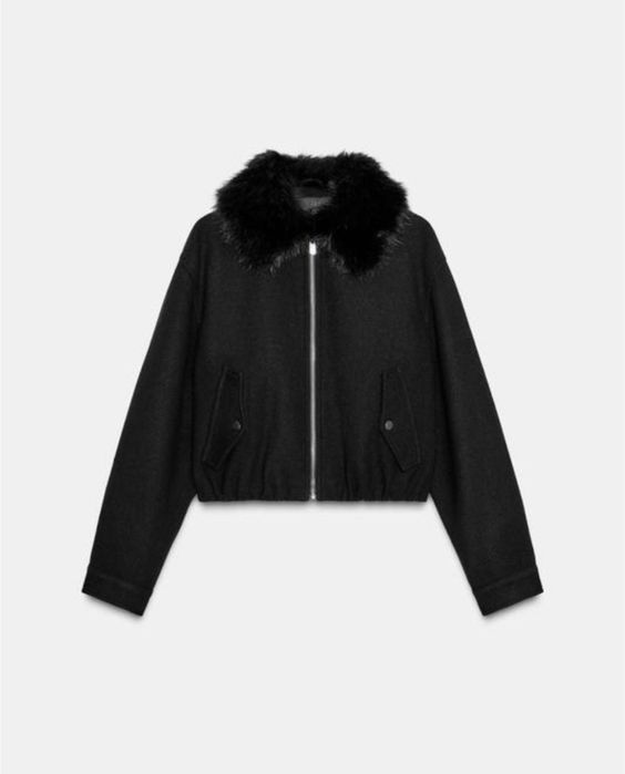 бомбер з хутром оверсайз кропнутий новий ZARA