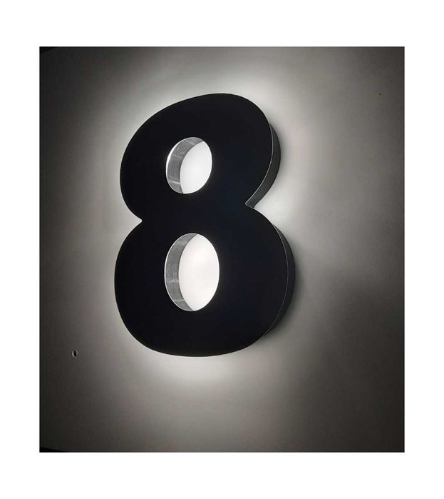 Cyfra 3D Podświetlany Numer Domu LED Aluminium 30 cm Kolory