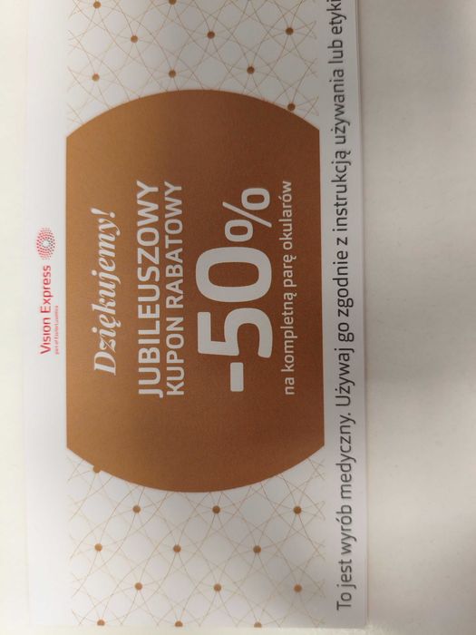 Kupon -50% na CAŁE OKULARY do Vision express