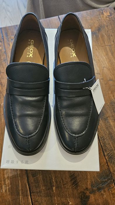 Geox Respira mokasyny lofersy skóra licowa granatowe