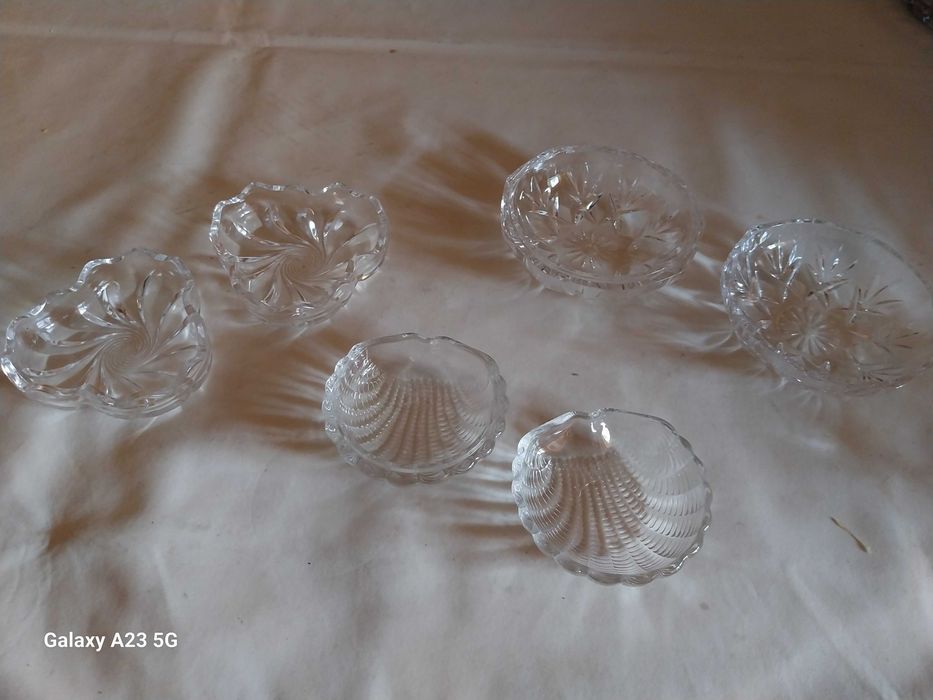 Lote de três caixas em vidro/meio  cristal e Base para vela em vidro