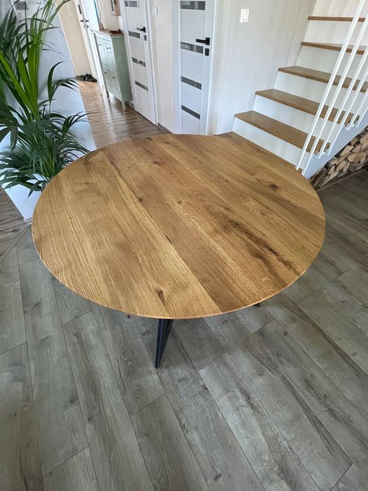 Okrągły stół dębowy i stolik kawowy dębowy, LOFT