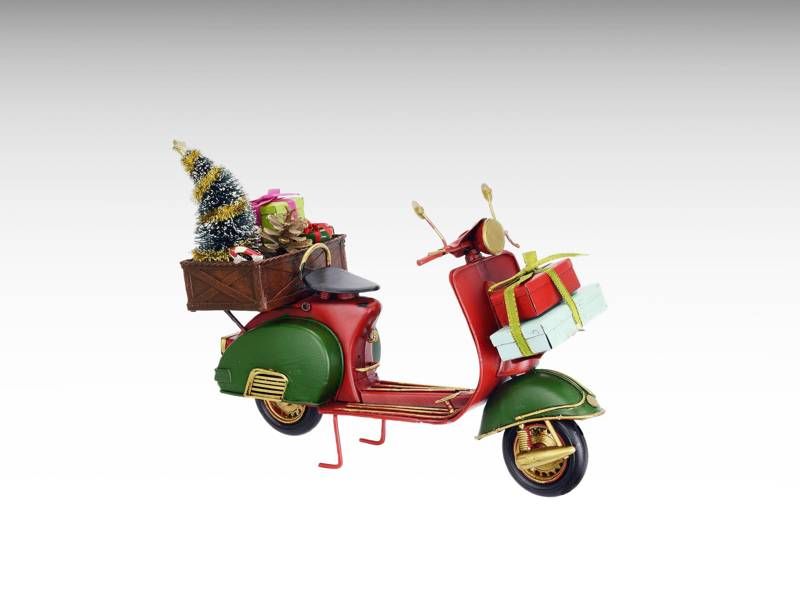 Modelo de metal - Scooter Vespa com ornamentos de Natal