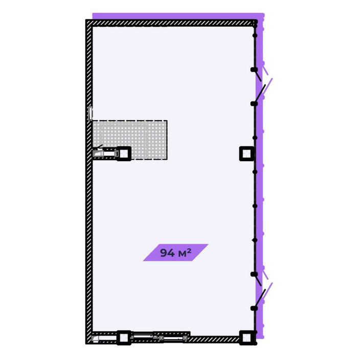 Оренда фасадного приміщення площею 94 м2 у бізнес-центрі Space4