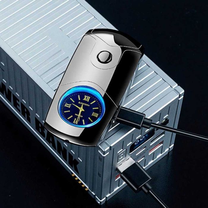 Зажигалка USB 2 дуги + часы в подарочной упаковке LB-770
