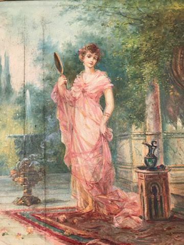 obraz olejny na płótnie XIX wiek 81x130cm