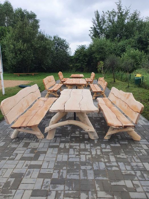 Meble Ogrodowe stół ławki z bali biesiadne góralskie barowe SOLIDNE