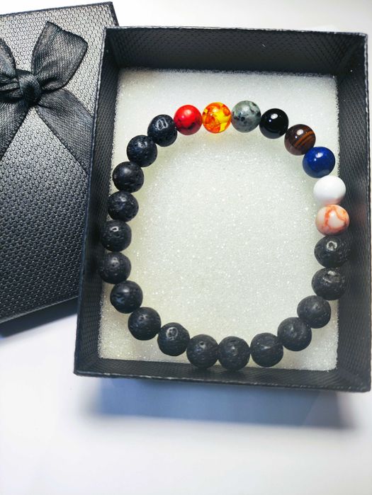 Pulseira de pedra vulcânica natural chakra meditação equilíbrio energia cura - Aromaterapia