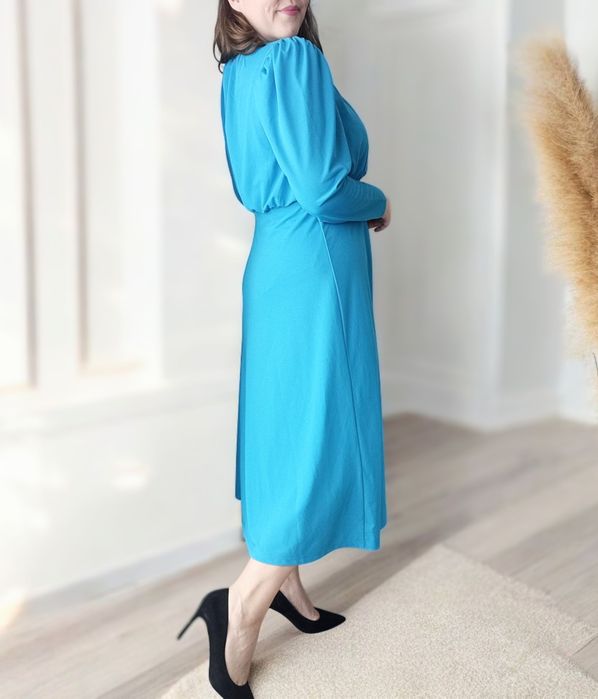 Sukienka koktajlowa wizytowa ślub wesele turkusowa plus size 44