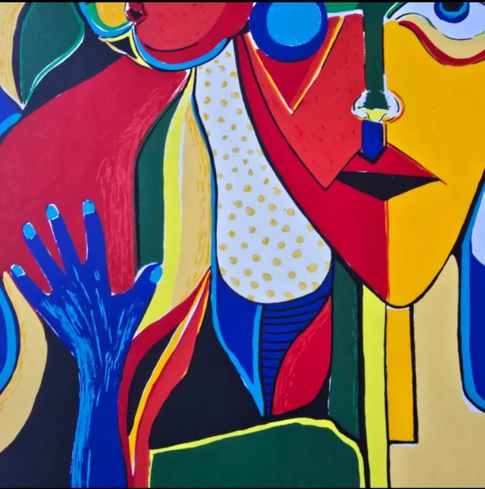 Grande serigrafia assinada à mão por Maartje Wijngaarden.