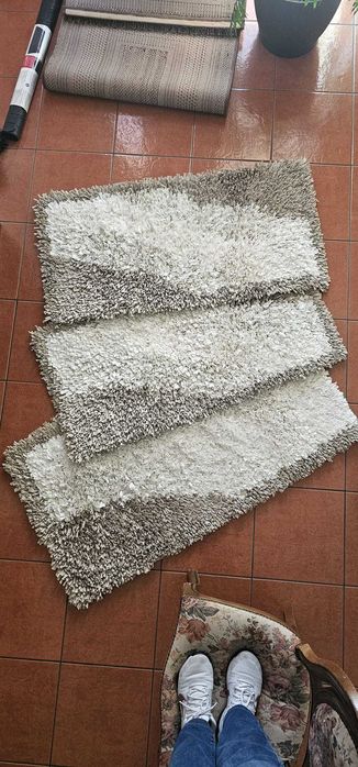 conjunto 3 tapetes cinzentos