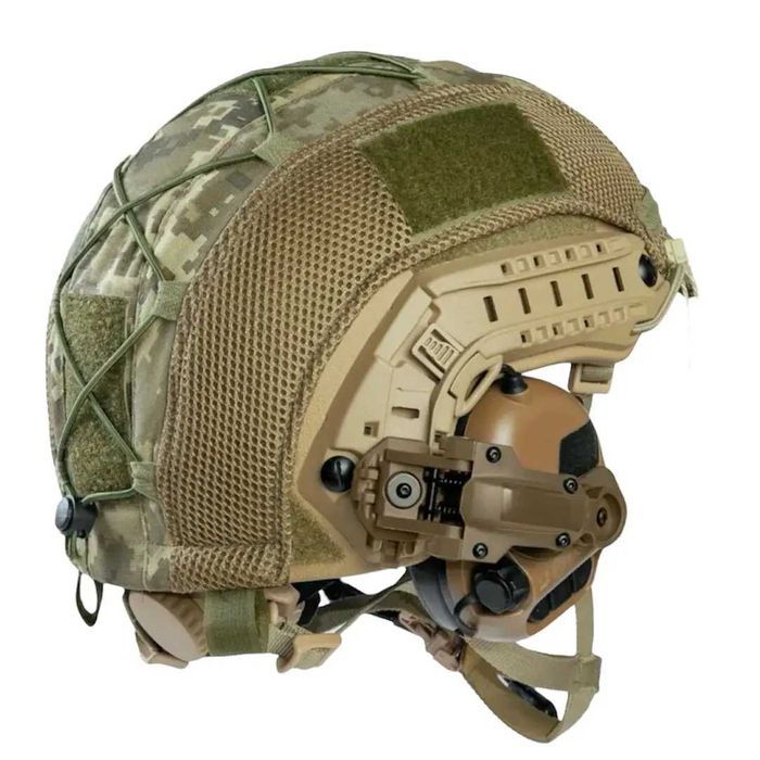 Тактичний шолом Fast NTS NIJ  койот піксель з навушниками EARMOR M31