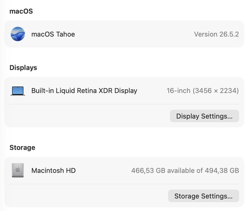 MacBook Pro 16 2021 32GB RAM 512GB SSD 85%