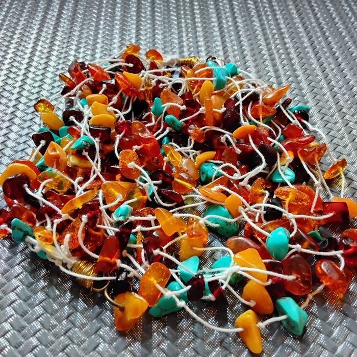 Naszyjnik bursztyn turkus