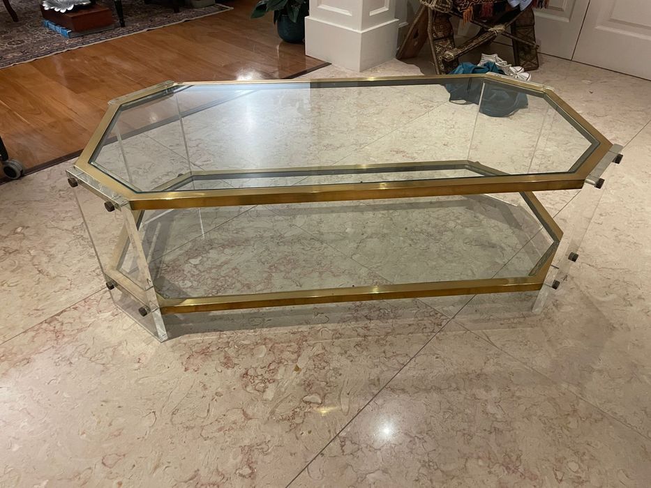 Mesa de centro de vidro vintage