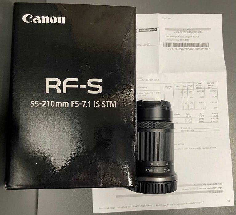 Jak nowy Obiektyw CANON RF-S 55-210mm f/5-7.1 IS STM GWARANCJA