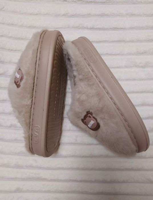 Капці жіночі плюшеві теплі бежеві 38 тапочки женские плюшевые теплые