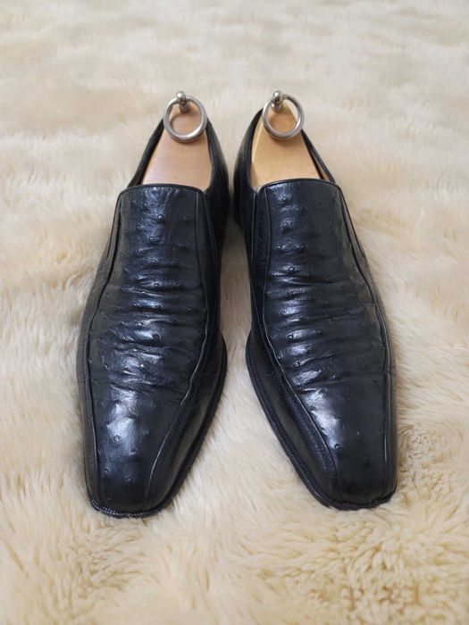 Мужские туфли A.Testoni из кожи страуса.