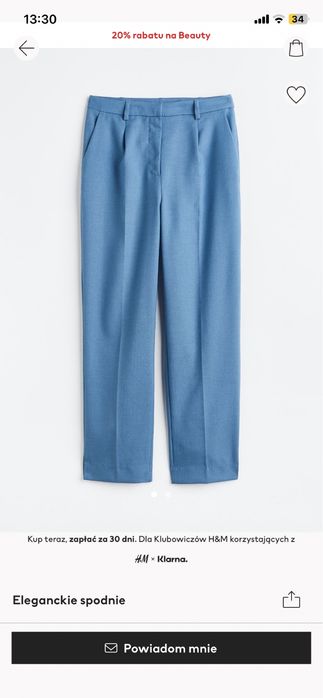 Niebieskie eleganckie spodnie H&M 36