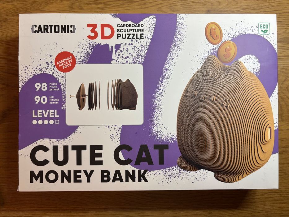 Картонний пазл-скарбничка 3D пазл Cartonic Cute cat money bank