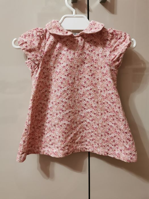 Sukienka dziewczynka sztruksowa kwiatki Tu 56/62 kołnierzyk